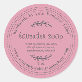 Rustisch handgemaakt lavendel Zee Roze Ronde Sticker