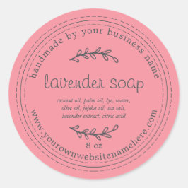 Rustisch handgemaakt lavendel Zeep Geranium Roze Ronde Sticker