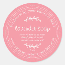 Rustisch handgemaakt lavendel Zeep Geranium Roze Ronde Sticker