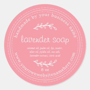Rustisch handgemaakt lavendel Zeep Geranium Roze Ronde Sticker