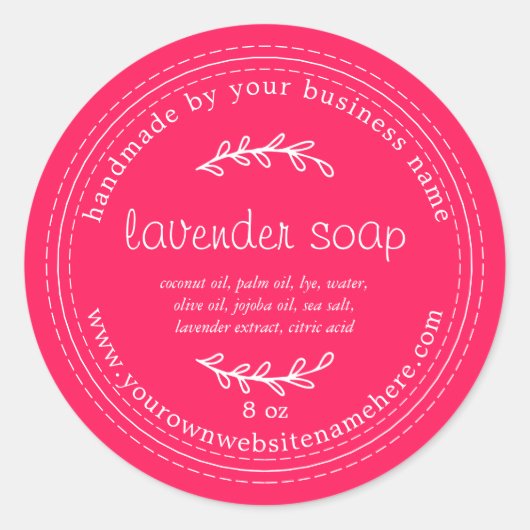 Rustisch handgemaakt lavender Soap Diva Roze Ronde Sticker (Voorkant)
