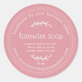 Rustisch handgemaakt lavender Soap Dusty Roos Roze Ronde Sticker