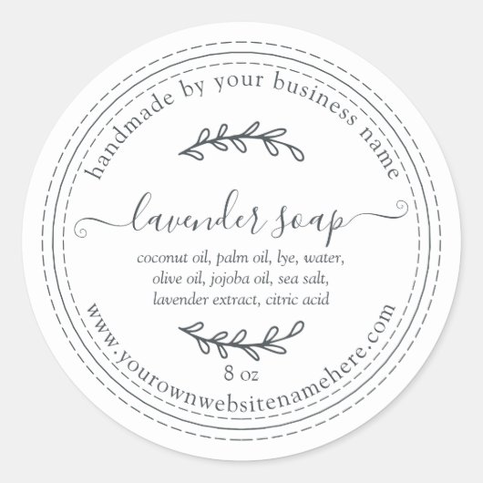 Rustisch handgemaakte lavendel White Ronde Sticker (Voorkant)