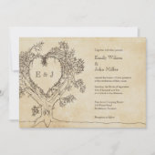 Rustisch hart in een Boom Wedding Invitaties Kaart (Voorkant)