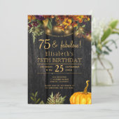 Rustisch herfst floreel hout 75 fabelachtige jaren kaart (Staand voorkant)