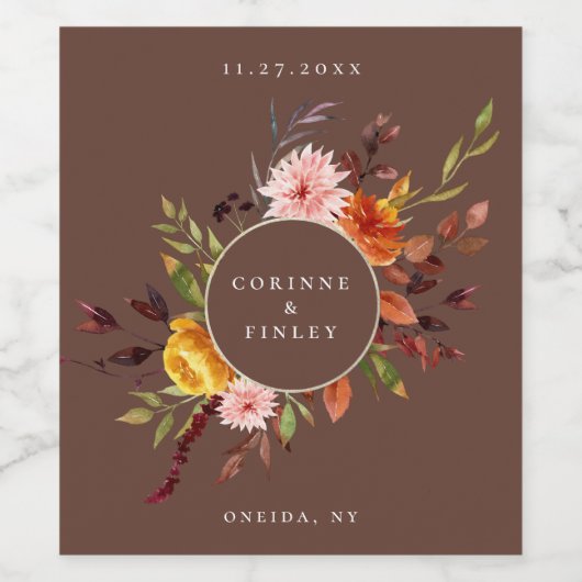 Rustisch herfst Lijst Wijnlabel Wijn Etiket (Enkel label)