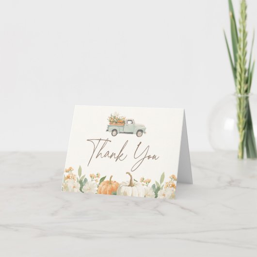 Rustisch Herfst Pumpkin-Baby shower Bedankkaart (Voorkant)