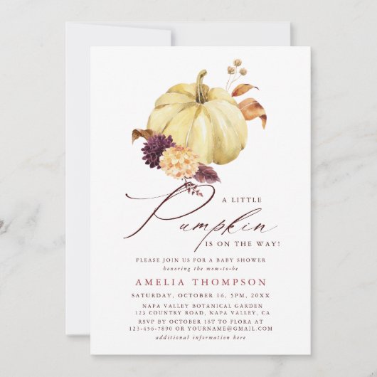 Rustisch Herfst Pumpkin-Baby shower Kaart (Voorkant)