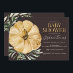 Rustisch Herfst Pumpkin-Baby shower Kaart<br><div class="desc">Robuuste stijl met olijftakken en een pompoen.</div>