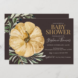 Rustisch Herfst Pumpkin-Baby shower Kaart