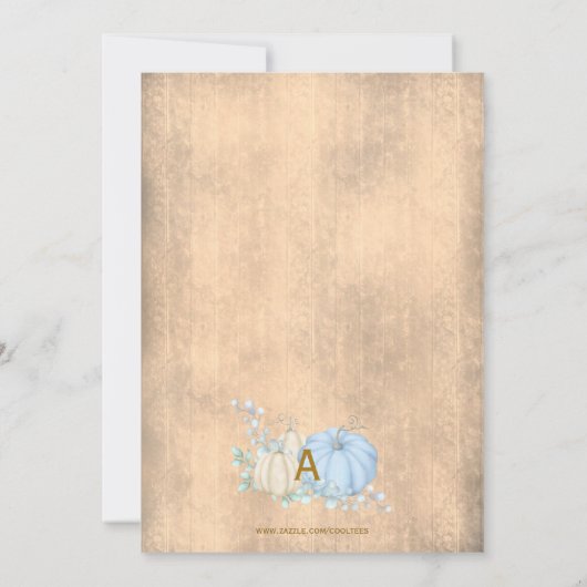 Rustisch Herfst Pumpkin-Baby shower Kaart (Achterkant)