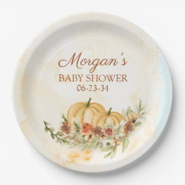 Rustisch Herfst Pumpkin-Baby shower Papieren Bordje