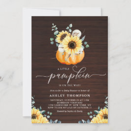 Rustisch Herfst van houtpompoen en zonnebloemen Kaart