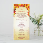 Rustisch herfstprogramma Gold Red Fall Leaves Wedd Programmakaart (Staand voorkant)