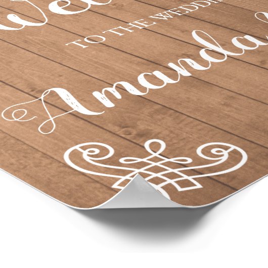 Rustisch herkenningsteken voor een welkomstbruilof poster (Hoek)