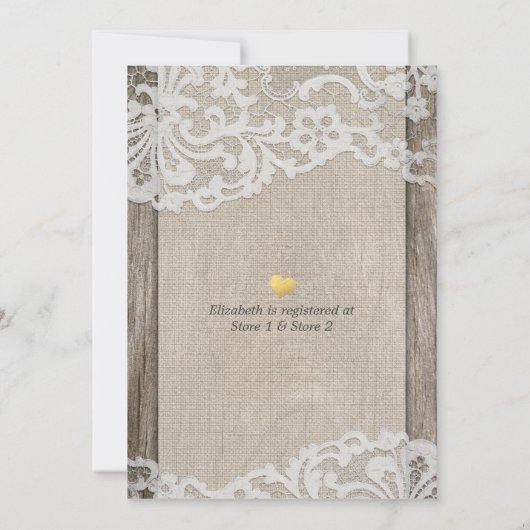 Rustisch Hoefijzer Burlap Lace Vrijgezellenfeest Kaart (Achterkant)