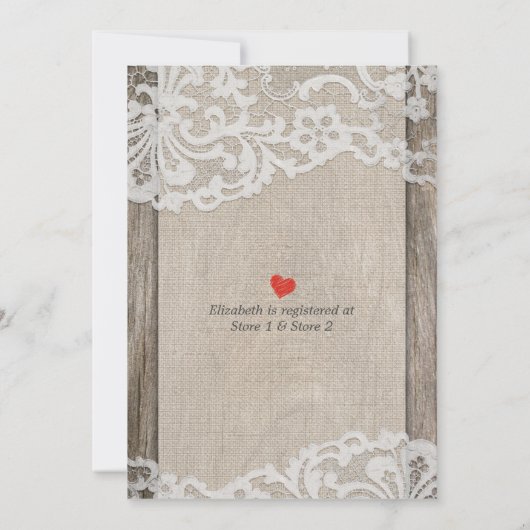 Rustisch Hoefijzer Burlap Lace Vrijgezellenfeest Kaart (Achterkant)