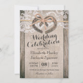 Rustisch Hoefijzer Burlap Wedding Kaart (Voorkant)