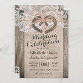 Rustisch Hoefijzer Burlap Wedding Kaart (Voorkant / Achterkant)