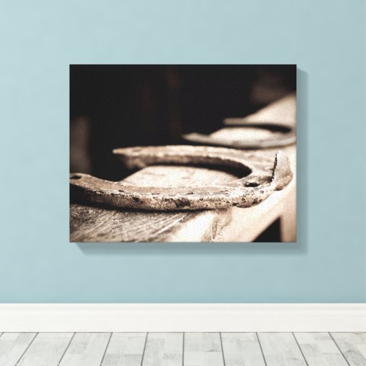 Rustisch Hoefijzer Canvas Afdruk (Insitu (Houten vloer))