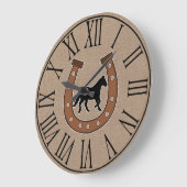 Rustisch Hoefijzer en Black Horse Faux Burlap Grote Klok (Hoek)