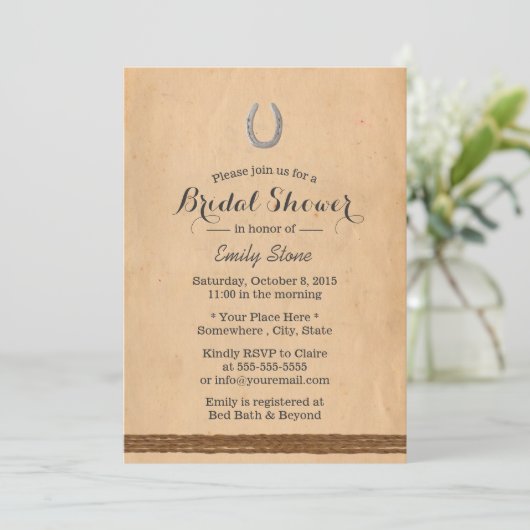 Rustisch Hoefijzer en wijnwijn Vrijgezellenfeest Kaart (Staand voorkant)