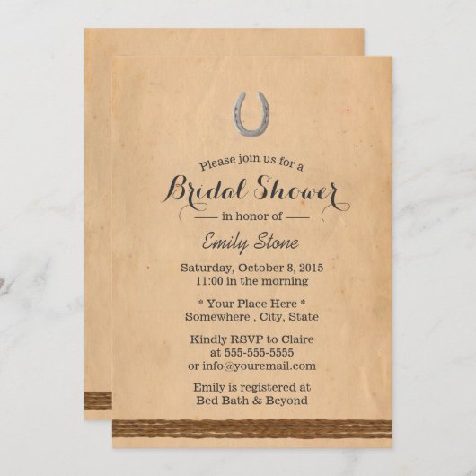 Rustisch Hoefijzer en wijnwijn Vrijgezellenfeest Kaart (Voorkant / Achterkant)