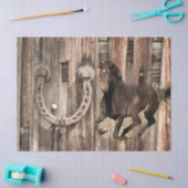 Rustisch Hoefijzer op Barn Wood Tissuepapier (Craft)