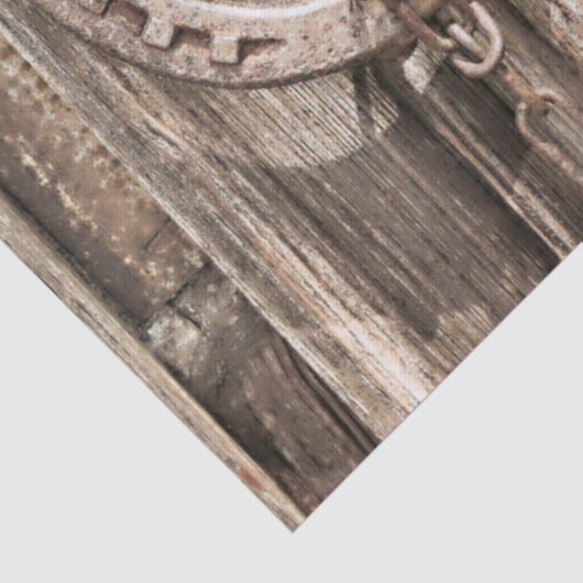 Rustisch Hoefijzer op Barn Wood Tissuepapier (Detail)