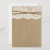 Rustisch Hoefijzer op kraft & Lace Wedding Shower Kaart (Achterkant)