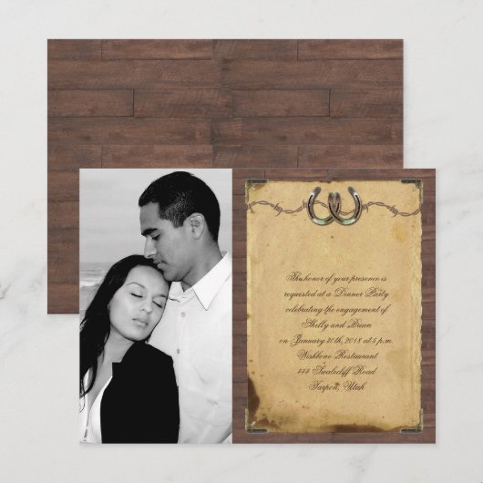 Rustisch Hoefijzer Verloving Kaart (Voorkant / Achterkant)