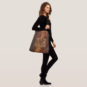 Rustisch Hoesje bagage oud tekstboek met gegraveer Crossbody Tas (Op model)