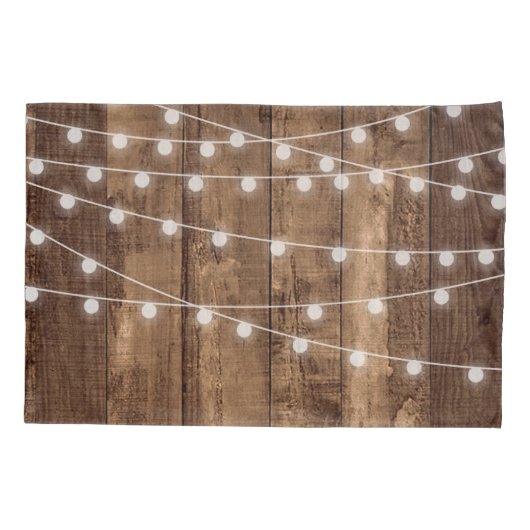 Rustisch Hoesje met houten en vliegende lights Kussensloop (Achterkant)