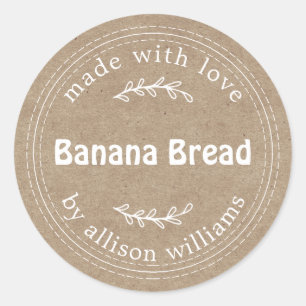 Rustisch Homemade Banana Bread Kraft Paper Ronde Sticker