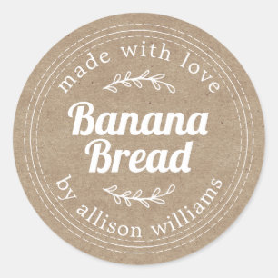 Rustisch Homemade Banana Bread Kraft Paper Ronde Sticker