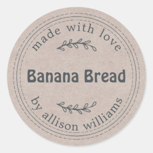 Rustisch Homemade Banana Bread Kraft Paper Ronde Sticker