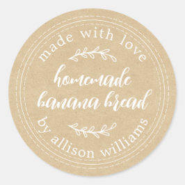 Rustisch Homemade Banana Bread Kraft Paper Ronde Sticker
