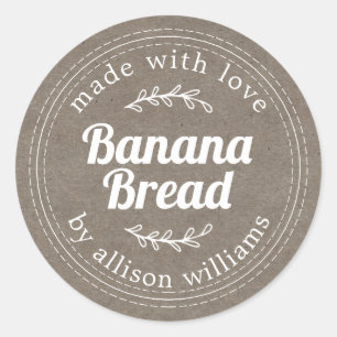 Rustisch Homemade Banana Bread Kraft Paper Ronde Sticker