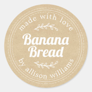 Rustisch Homemade Banana Bread Kraft Paper Ronde Sticker
