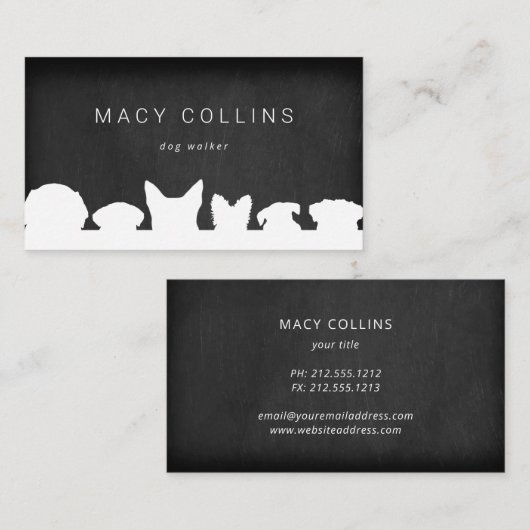 Rustisch hondsilhouetkarton visitekaartje (Voorkant / Achterkant)