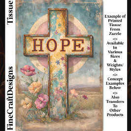 Rustisch “HOOP” Kruis & Bloemen Bord DP7 Decoupage Tissuepapier