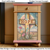 Rustisch “HOOP” Kruis & Bloemen Bord DP7 Decoupage Tissuepapier