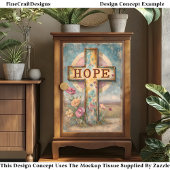 Rustisch “HOOP” Kruis & Bloemen Bord DP7 Decoupage Tissuepapier