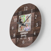 Rustisch hout 4-serie fotocollage grote klok (Hoek)