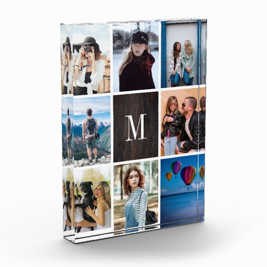 Rustisch hout 8 Fotocollage Monogram fotoblok (Links)