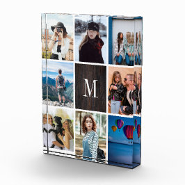 Rustisch hout 8 Fotocollage Monogram fotoblok