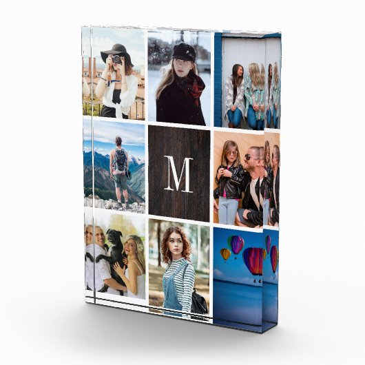 Rustisch hout 8 Fotocollage Monogram fotoblok (Rechts)