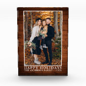 Rustisch hout afdrukken Prettige feestdagen fotobl Fotoblokken (Voorkant)