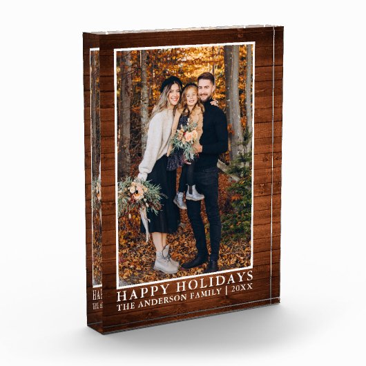 Rustisch hout afdrukken Prettige feestdagen fotobl Fotoblokken (Links)