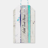 Rustisch hout Blauwgroen, wit en roze roze dank je Cadeaulabel (Achterkant)